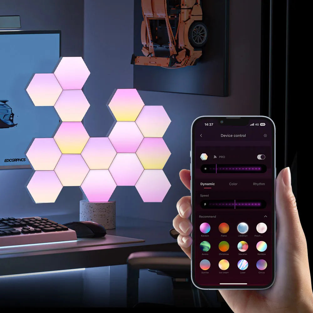 Cololight rgb hexagon light panels Sky Kit controlled by App
