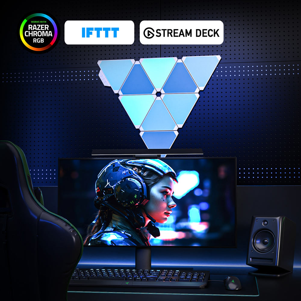 Cololight RGB LED triangle wall gaming lights work with Razer Chroma
