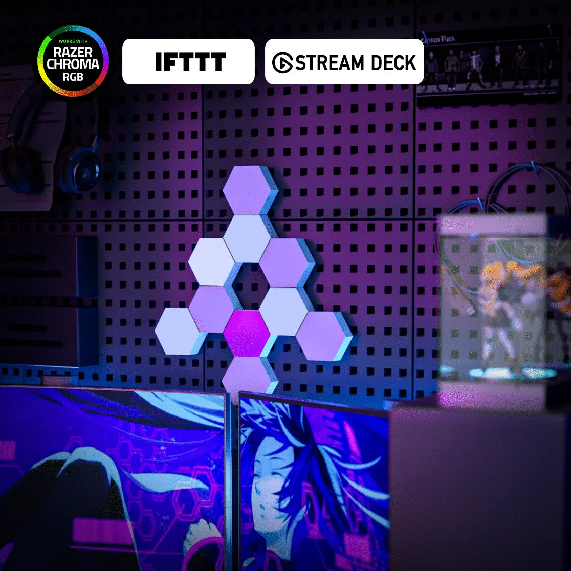 Cololight Hexagon Heart Kit Smart RGB Light Hexagon Pro LED Panels 10 PCS wall desk